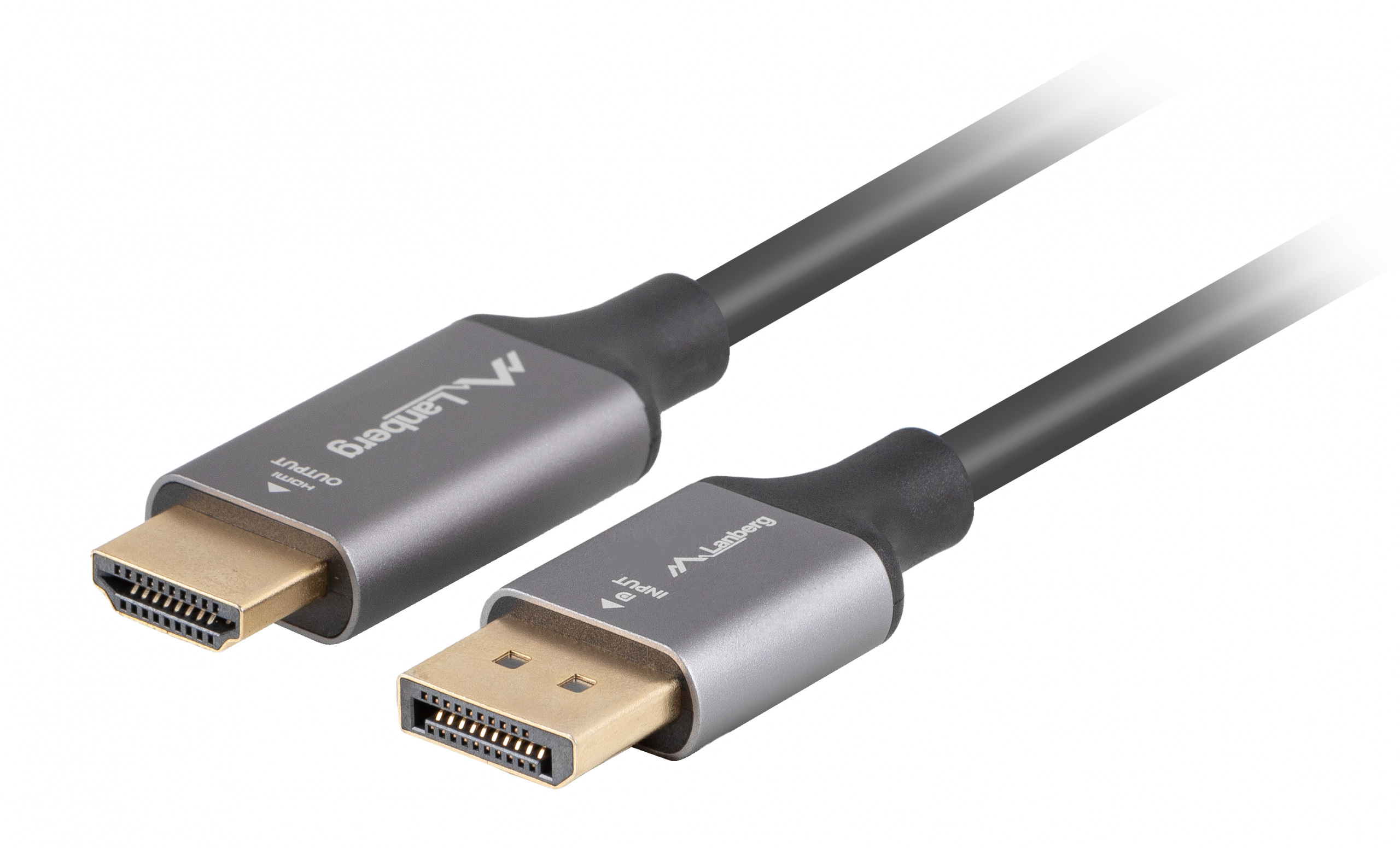 Kabel DisplayPort 1.2 [M] do HDMI 2.0 [M] Lanberg 4K@60Hz - 1m (CA-DPHD-20CU-0010-BK)