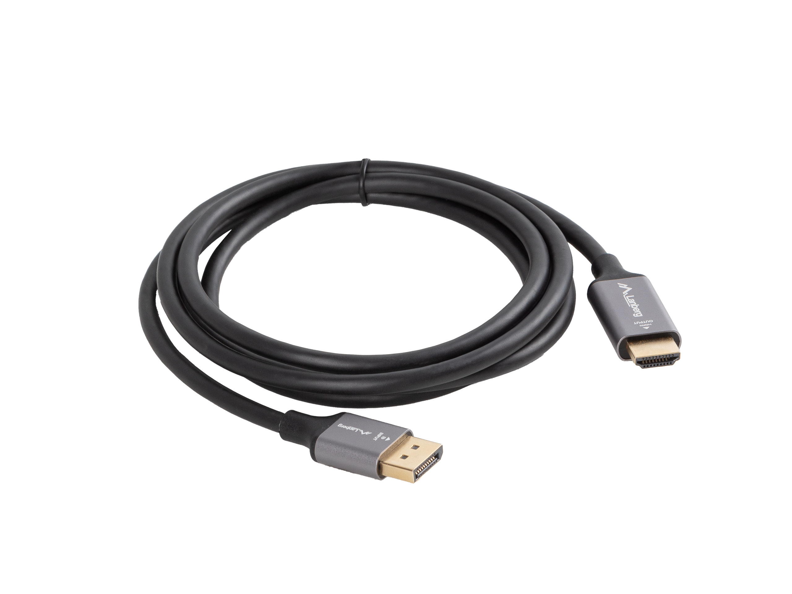 Kabel DisplayPort 1.2 [M] do HDMI 2.0 [M] Lanberg 4K@60Hz - 1.8m (CA-DPHD-20CU-0018-BK)