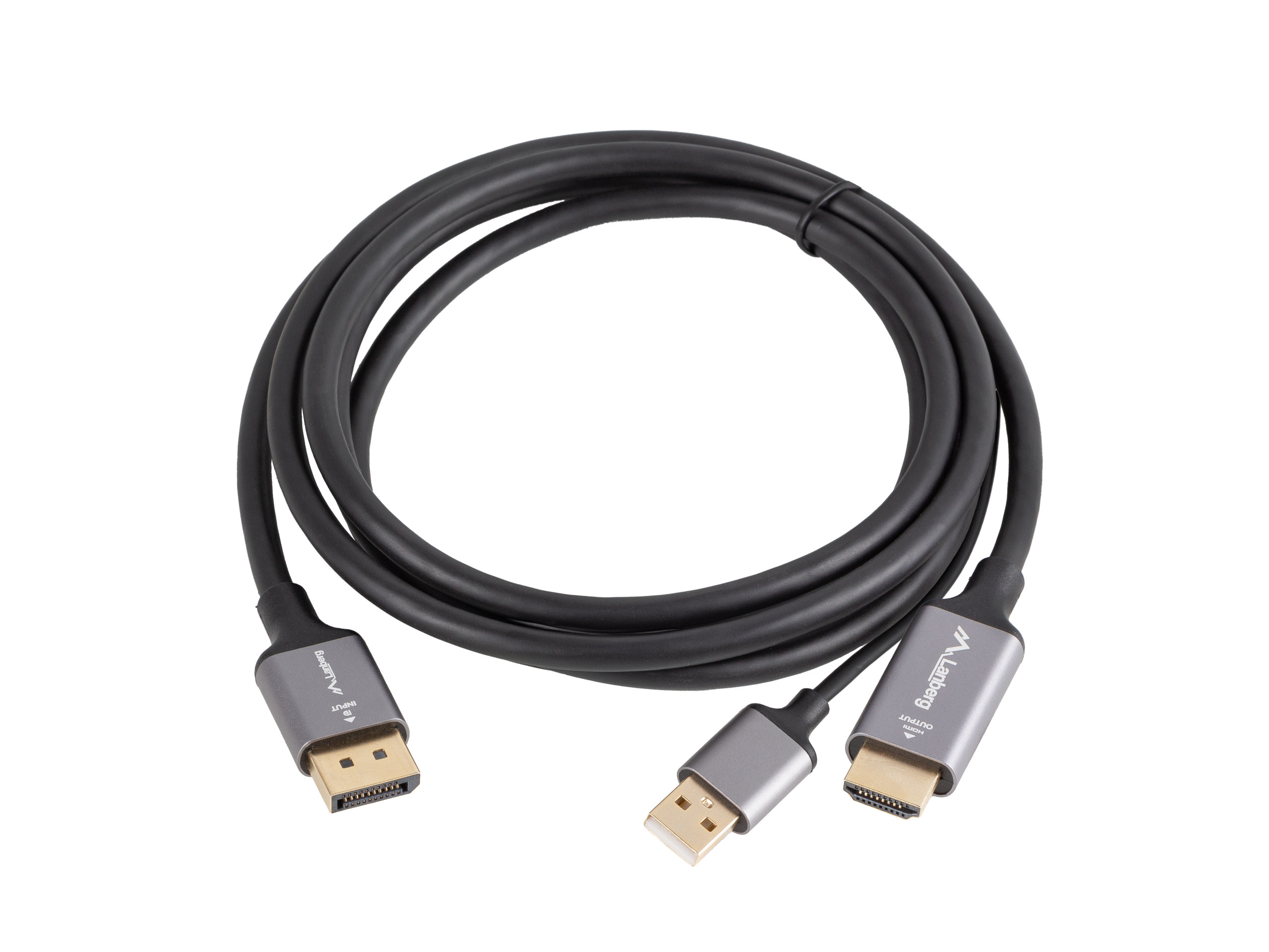 Kabel HDMI 2.0 [M] do DisplayPort 1.2 [M] Lanberg 4K@60Hz - 1m (CA-HDDP-20CU-0010-BK)