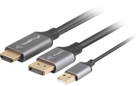 Miniatura produktu: Kabel HDMI 2.0 [M] do DisplayPort 1.2 [M] Lanberg 4K@60Hz - 1m (CA-HDDP-20CU-0010-BK)