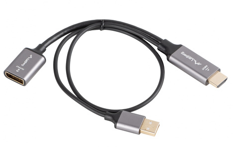 Miniatura produktu: Adapter HDMI [M] 2.0 do Displayport [F] 1.2 4K@60Hz na kablu 20cm Lanberg - srebrny (AD-HD-DP-02)