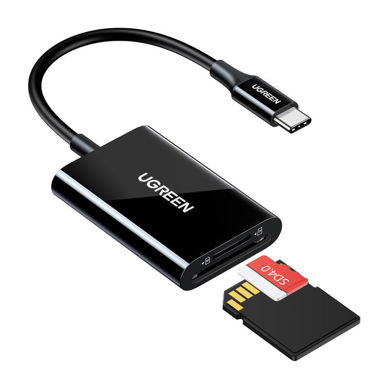 Czytnik kart UGREEN SD / microSD na USB 3.0 / USB Typ-C CM265 (czarny) (35622)