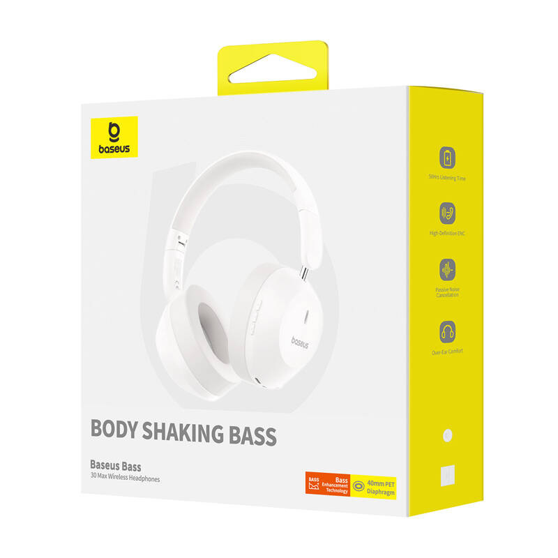 Słuchawki bezprzewodowe Bluetooth 5.3 Bass 30 Max - biały