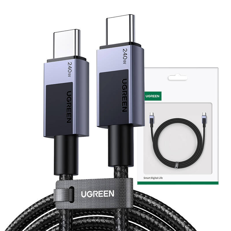Kabel przewód USB Typ-C do Typ-C 200cm Ugreen 240W PD L513 - szary Kabel przewód USB Typ-C do Typ-C 200cm Ugreen 240W PD L513 - szary