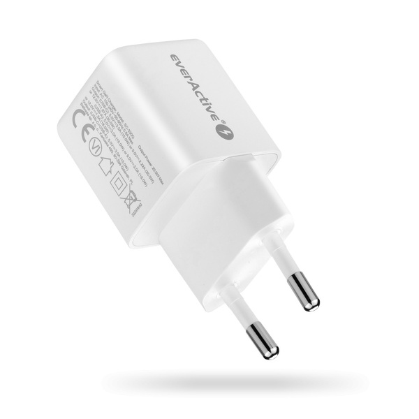 Zdjęcie produktu: Ładowarka sieciowa everActive GaN SC-330Q z gniazdem USB QC3.0 oraz USB-C PD 20W
