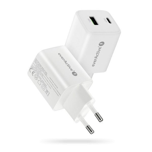 Zdjęcie produktu: Ładowarka sieciowa everActive GaN SC-450Q z gniazdem USB oraz USB-C PD PPS QC4+ 45W