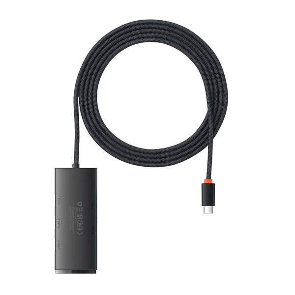 Zdjęcie produktu: Hub  4w1 Baseus Lite Series USB-C do 4x USB 3.0 + USB-C, 2m (czarny)