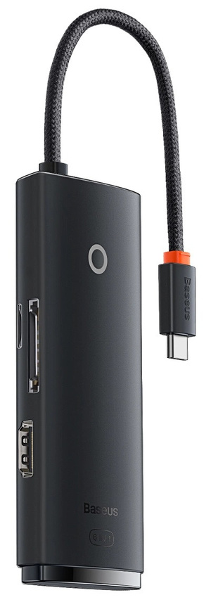 Miniatura produktu: Hub 6w1 Baseus Lite Series USB-C do 2x USB 3.0 + USB-C + HDMI + SD/TF (czarny)