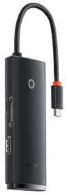 Hub 6w1 Baseus Lite Series USB-C do 2x USB 3.0 + USB-C + HDMI + SD/TF (czarny)