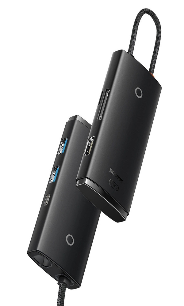 Zdjęcie produktu: Hub 6w1 Baseus Lite Series USB-C do 2x USB 3.0 + USB-C PD + HDMI + SD/TF (czarny)