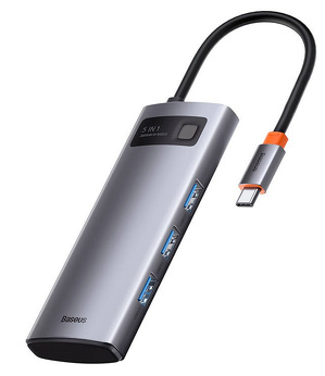 Miniatura produktu: Hub 5w1 Baseus Metal Gleam Series, USB-C do 3x USB 3.0 + HDMI + USB-C PD