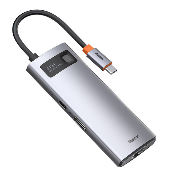 Zdjęcie produktu: Hub 6w1 Baseus Metal Gleam Series, USB-C do 3x USB 3.0 + HDMI + USB-C PD + Ethernet RJ45