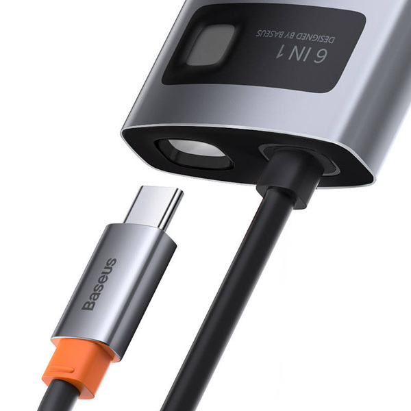 Zdjęcie produktu: Hub 6w1 Baseus Metal Gleam Series, USB-C do 3x USB 3.0 + HDMI + USB-C PD + Ethernet RJ45