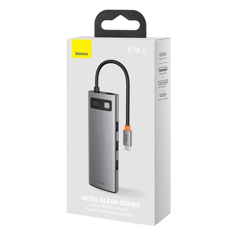Hub 8w1 Baseus Metal Gleam Series, USB-C