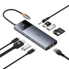 Miniatura zdjęcia: Hub 10w1 Baseus Metal Gleam II Series, USB-C do 1xHDMI, USB-A (10Gbps), USB-C, 2xUSB-A, Ethernet RJ45, karta SD/TF, mini-jack 3,5mm, USB-C(PD)