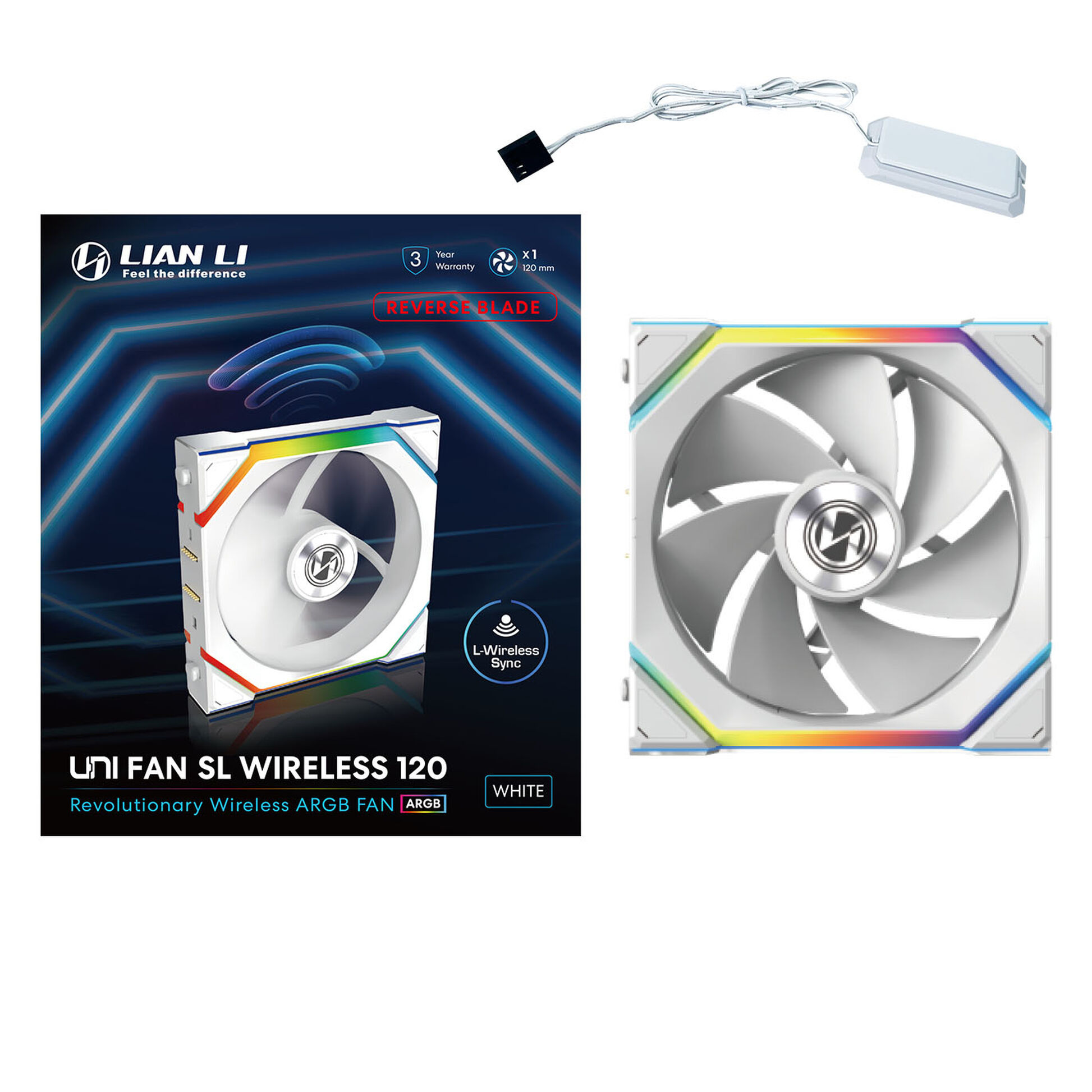 Wentylator Lian Li UNI FAN SL Wireless ARGB PWM Reverse Blade 120mm White (12RSL1W1W)