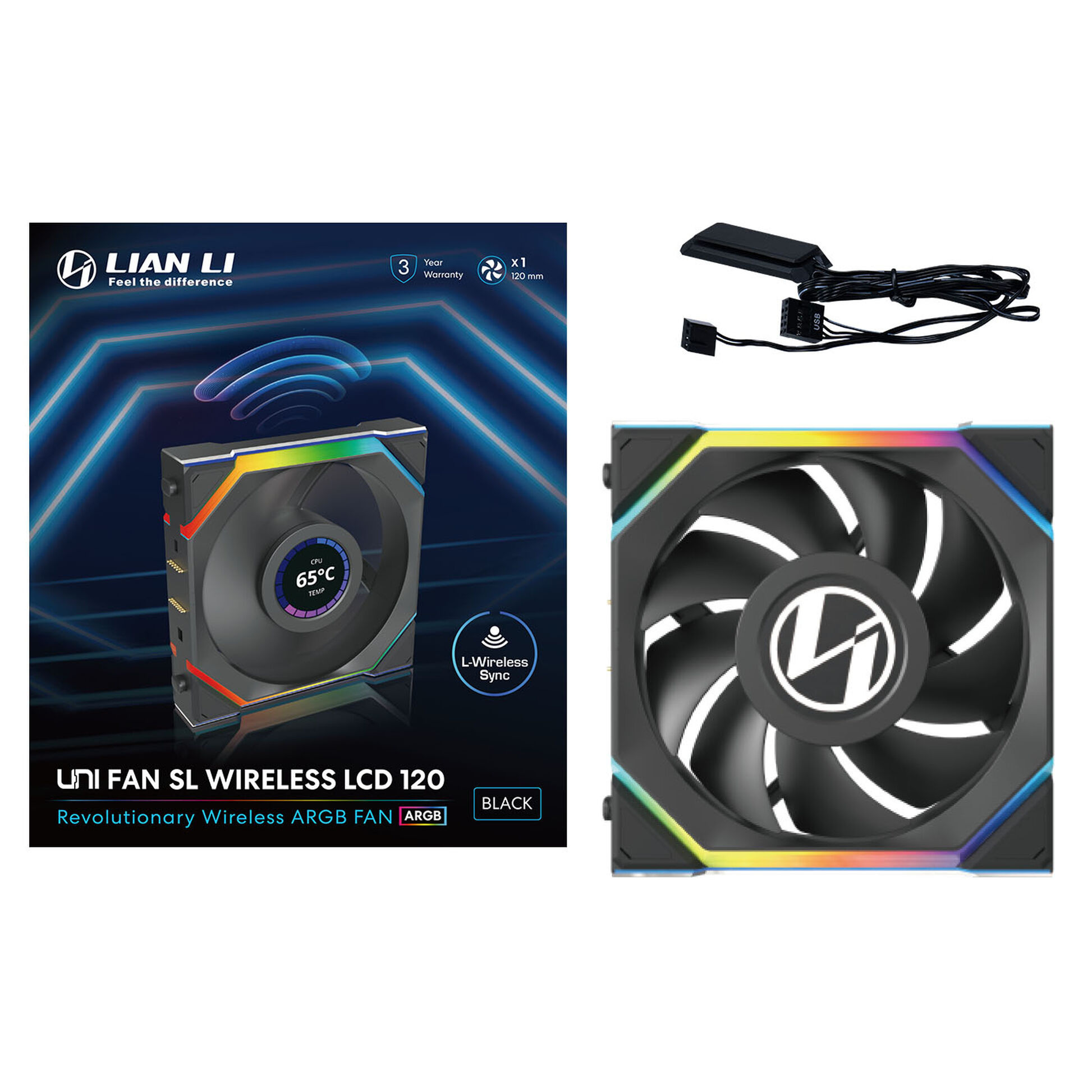 Wentylator Lian Li UNI FAN SL Wireless LCD ARGB PWM 120mm Black (12SLLCD1W1B) Wentylator Lian Li UNI FAN SL Wireless LCD ARGB PWM 120mm Black (12SLLCD1W1B)