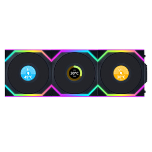 Miniatura produktu: Wentylator Lian Li UNI FAN SL Wireless LCD ARGB PWM Reverse 120mm Black 3 sztuki i kontroler (12RSLLCD1W3B)