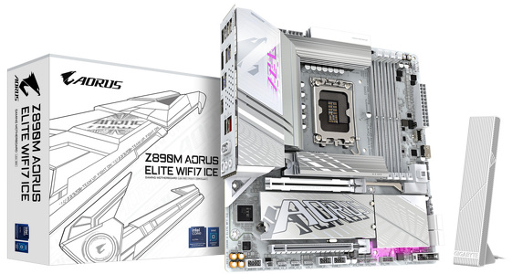Miniatura produktu: Płyta główna Gigabyte Z890M AORUS ELITE WF7 ICE DDR5 LGA1851 Miniatura produktu: Płyta główna Gigabyte Z890M AORUS ELITE WF7 ICE DDR5 LGA1851