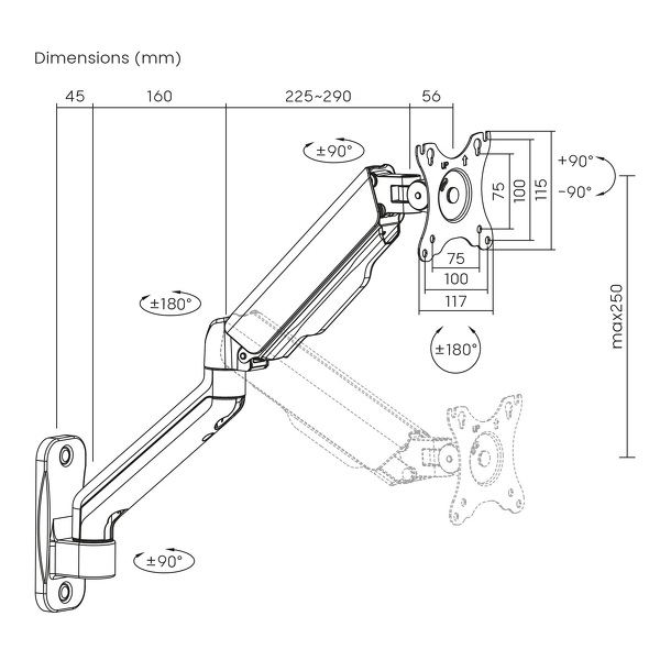 Zdjęcie produktu: Uchwyt ścienny monitora podwójne ramię Maclean, 17-32', 9kg max, MC-332