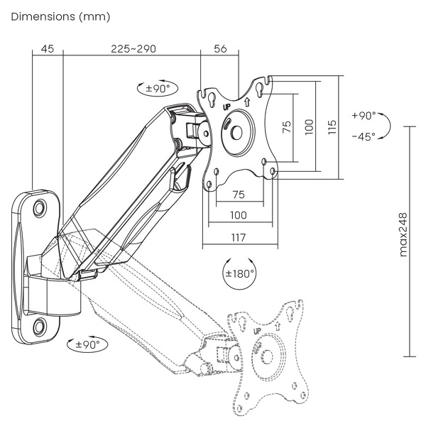 Zdjęcie produktu: Uchwyt naścienny monitora Maclean, 17-32'', 9kg max, sprężyna mechaniczna, MC-979