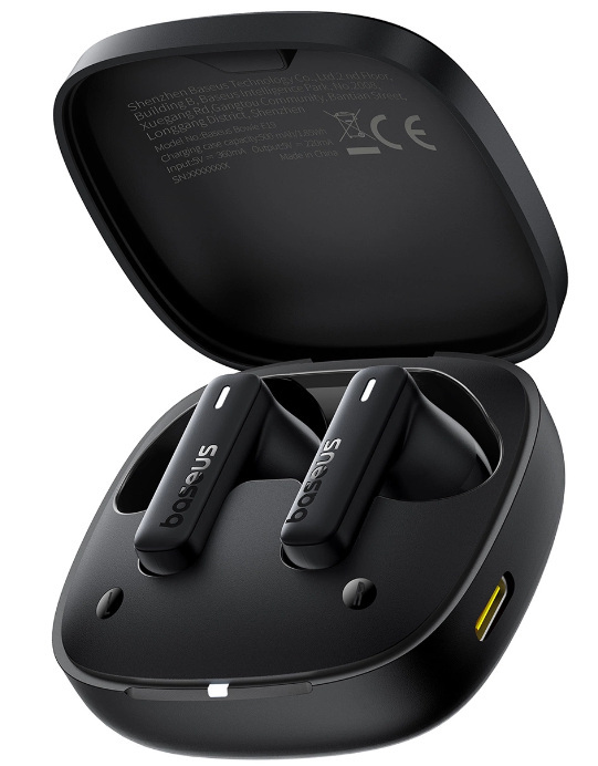 Słuchawki bezprzewodowe TWS Baseus Bowie E19, ładowanie indukcyjne, Bluetooth 5.3 - czarne Słuchawki bezprzewodowe TWS Baseus Bowie E19, ładowanie indukcyjne, Bluetooth 5.3 - czarne