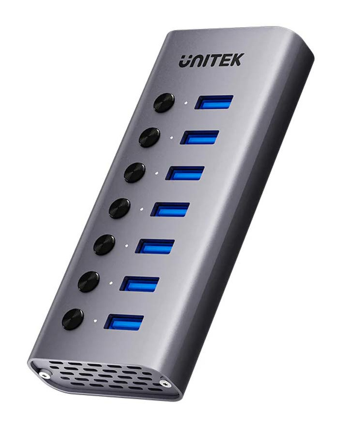 Hub USB A 3.0 7w1 Unitek , 5Gbps z przełącznikami portów (H1314A01-EU)