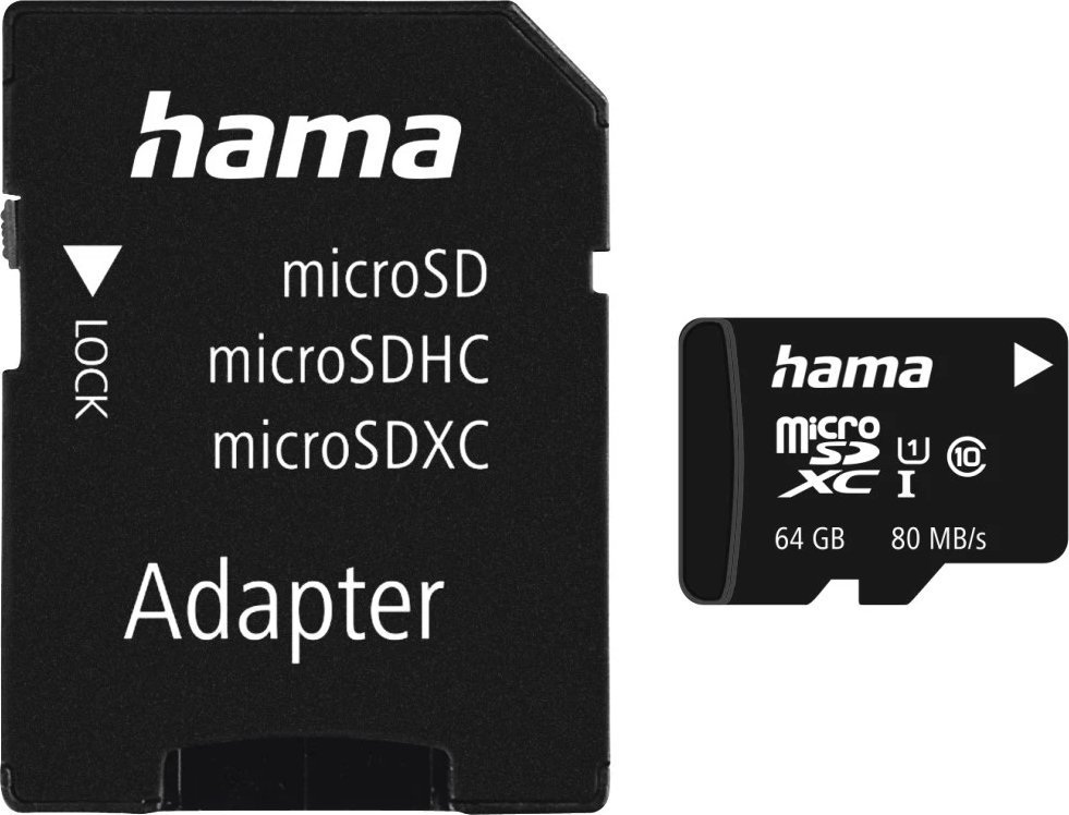 Karta pamięci Hama microSDXC 64GB 80 MB/s C10 + Adapter SD