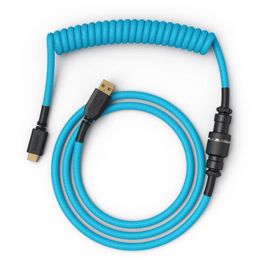 Glorious Kabel spiralny Electric Blue, kabel USB-C na USB-A spiralny, 1,37 m, niebieski