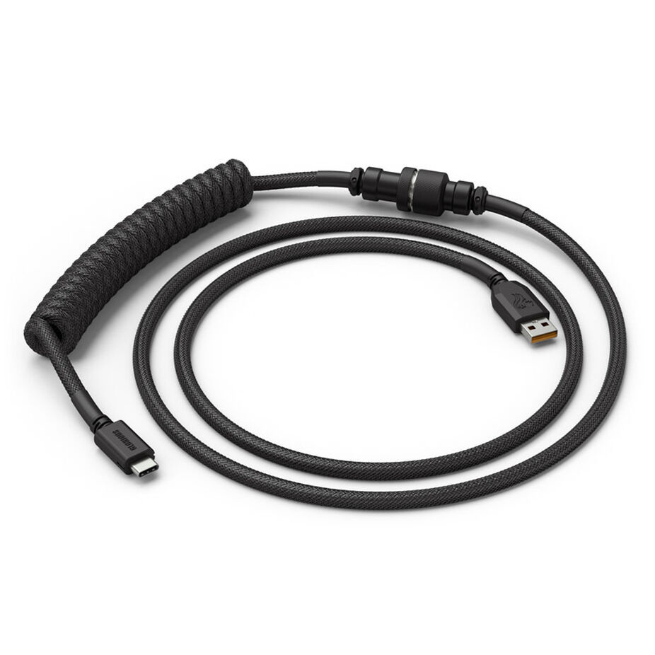 Glorious Kabel spiralny Phantom Black, kabel USB-C na USB-A spiralny, 1,37 m czarny
