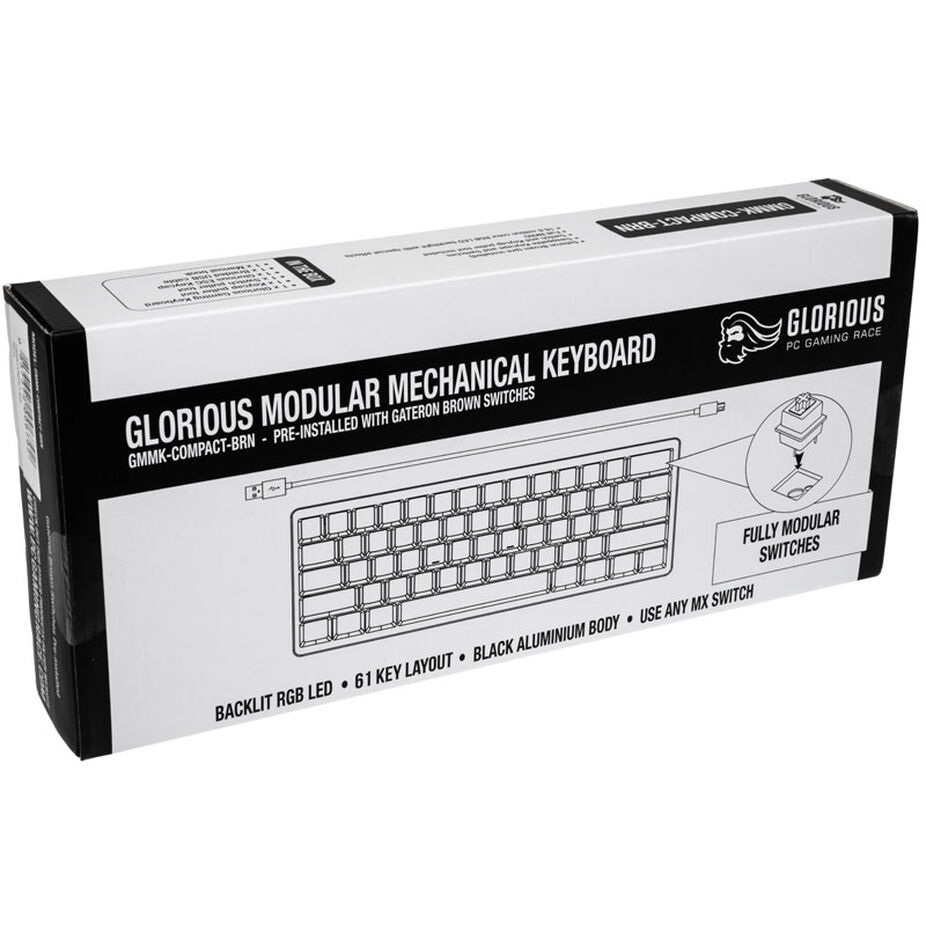 Glorious GMMK Kompaktowa klawiatura, Gateron Brown, Layout US Glorious GMMK Kompaktowa klawiatura, Gateron Brown, Layout US