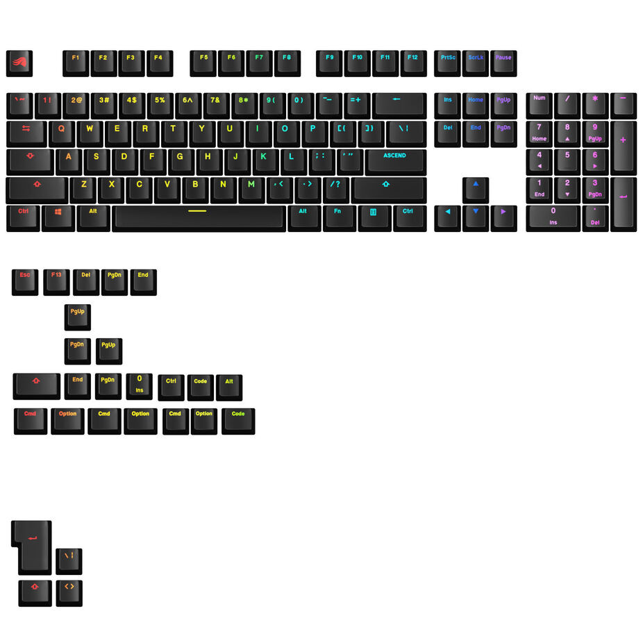 Glorious GPBT Backlit Keycaps, ANSI Layout (US), PBT, Dye-Sub Black