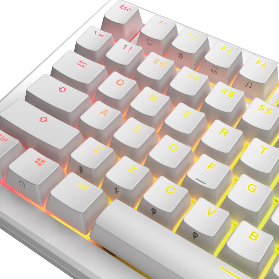 Glorious GPBT Backlit Keycaps, ANSI Layout (US), PBT, Dye-Sub White