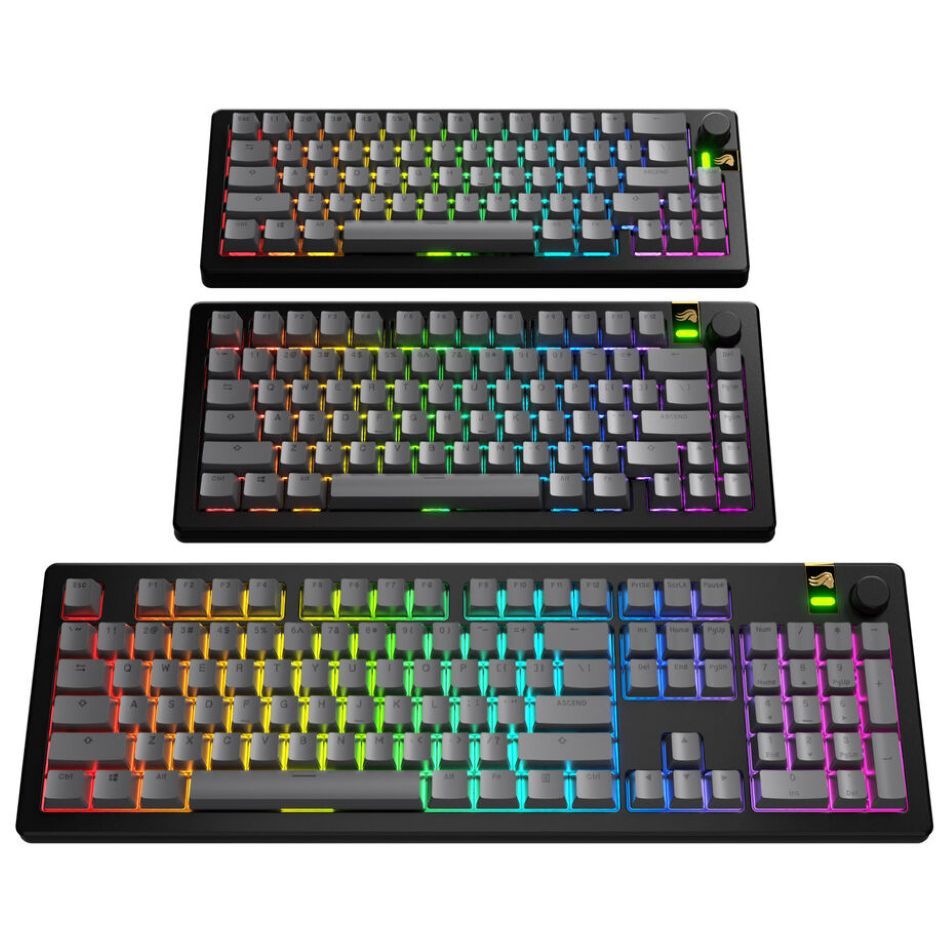 Glorious GPBT Basics Keycaps, ANSI Layout (US), PBT, Dye-Sub, Armor Grey