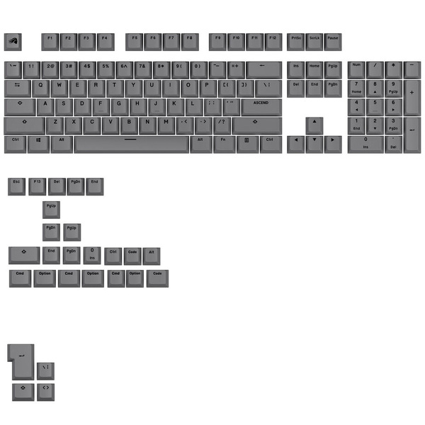 Zdjęcie produktu: Glorious GPBT Basics Keycaps, ANSI Layout (US), PBT, Dye-Sub, Armor Grey