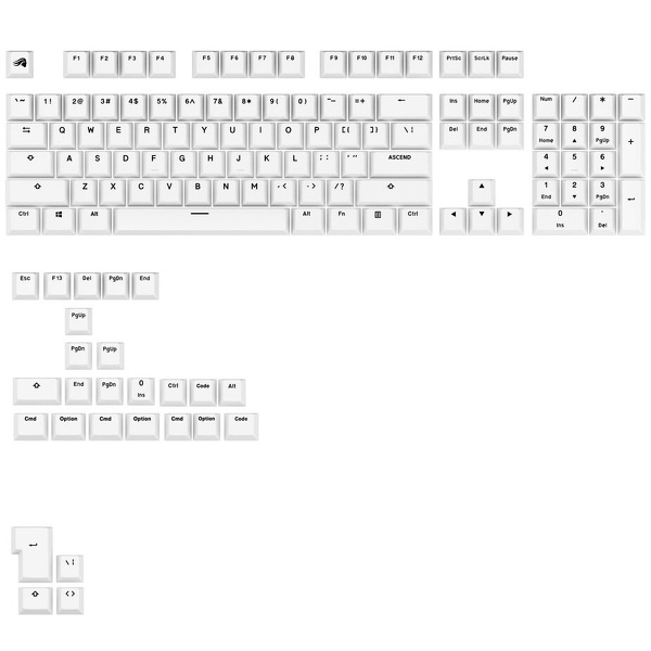 Zdjęcie produktu: Glorious GPBT Basics Keycaps, ANSI Layout (US), PBT, Dye-Sub, Classic White