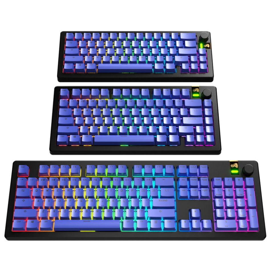 Glorious GPBT Basics Keycaps, ANSI Layout (US), PBT, Dye-Sub, Mana Blue