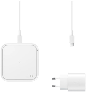 Miniatura produktu: Ładowarka indukcyjna Samsung Wireless Charger Pad 15W + ładowarka sieciowa + kabel USB-C - biała (EP-P2400TWEGEU)