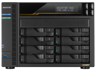 Miniatura produktu: Serwer plików Asustor LOCKERSTOR 8 Gen3 AS6808T 8-bay, AMD Ryzen V3C14 Cztery rdzenie 2.3GHz, 16G ECC DDR5, 4x M.2 PCIe (NVMe), 2x 10 GbE, 2x 5 GbE, 2 x USB 4.0 Type-C 3x USB 3.2.