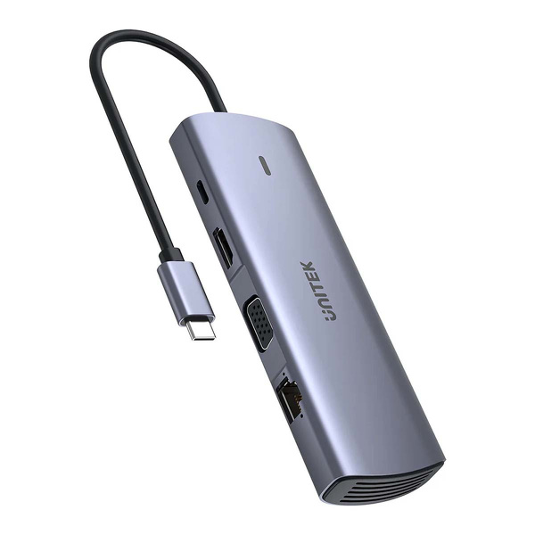 Zdjęcie produktu: HUB Unitek 9w1 USB C Gigabit Ethernet HDMI VGA 3x USB A czytnik kart PD 100W
