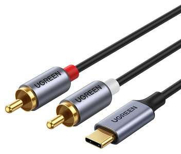 Miniatura produktu: Przewód audio dźwiękowy USB Typ C (męski) - 2x RCA (męski) Ugreen 1,5m szary (20193 CM451)