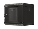 Szafa instalacyjna Rack wisząca 10" 4U 300x300 czarna drzwi  przeszklone Flat pack Lanberg