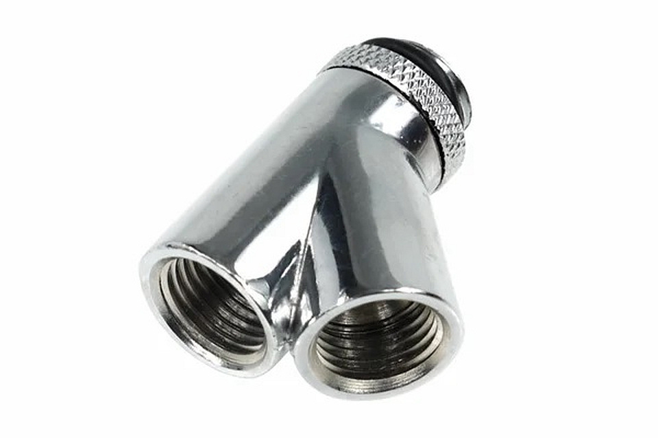 Alphacool HF Y-45° connector - G1/4 rotatable - 2x internal 1x external thread - Chrome Alphacool HF Y-45° connector - G1/4 rotatable - 2x internal 1x external thread - Chrome