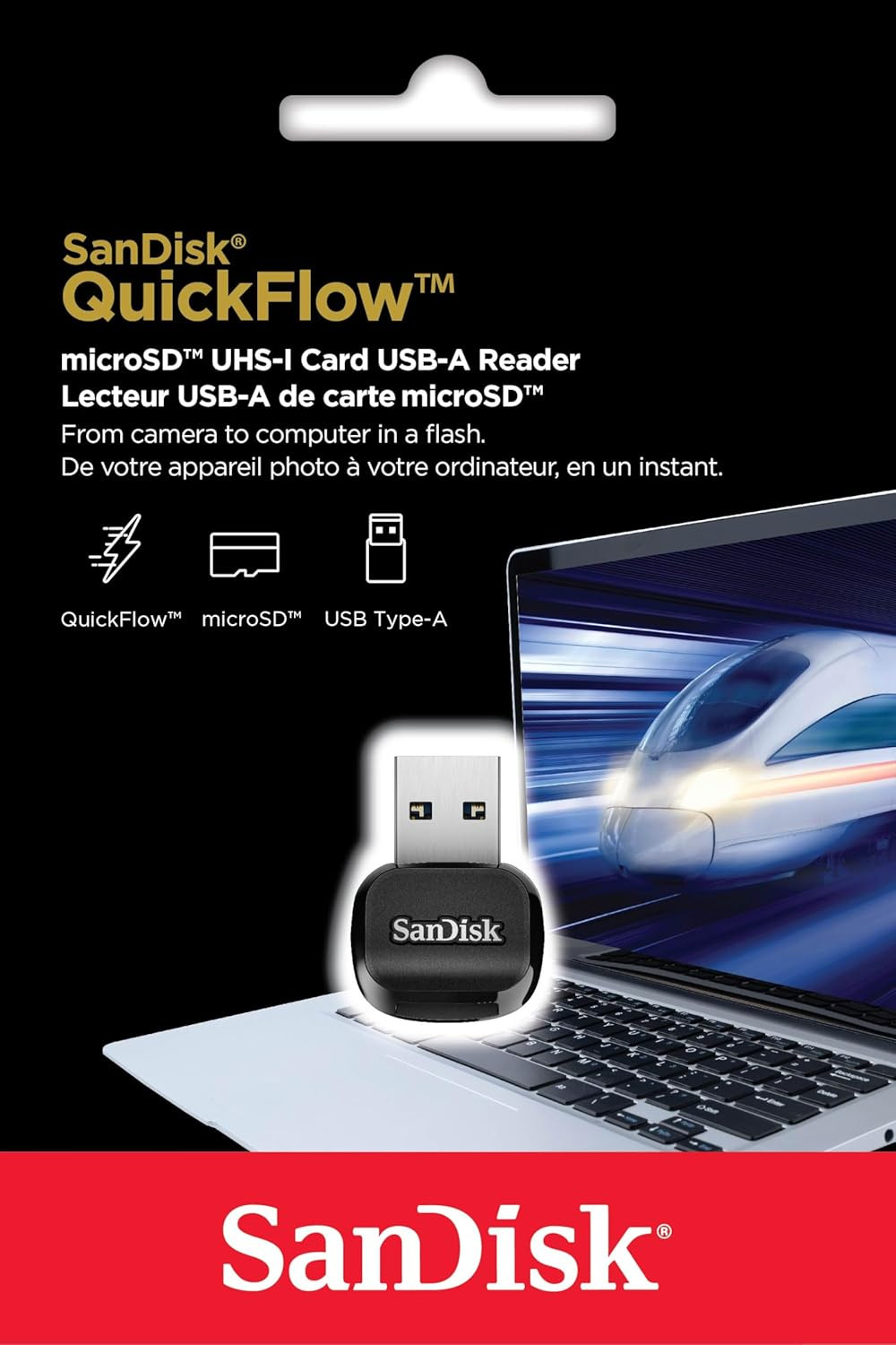 Czytnik kart pamięci SanDisk QuickFlow' microSD' UHS-I USB 3.2 (250/150 MB/s)