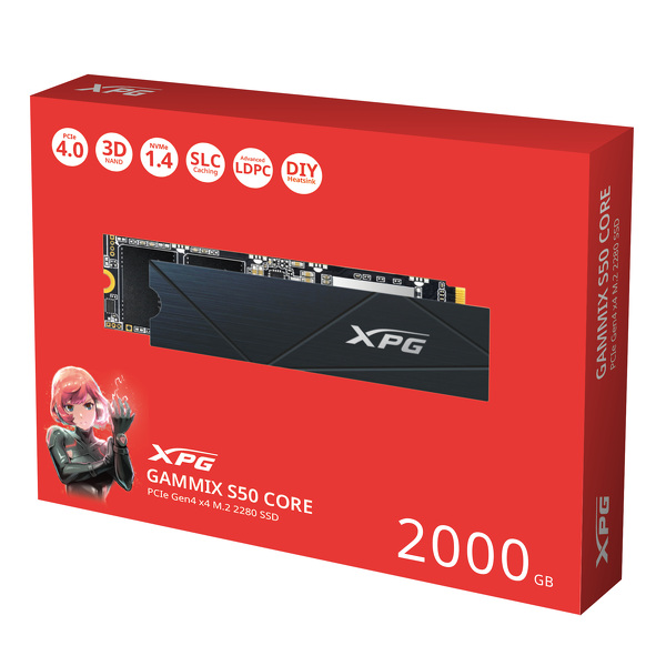 Zdjęcie produktu: Dysk Adata SSD XPG GAMMIX S50 CORE 2TB M.2 PCIe NVMe Gen4 SGAMMIXS50C-2000G-CS