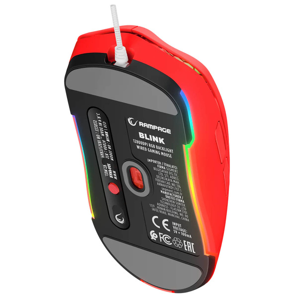 Zdjęcie produktu: Mysz przewodowa Rampage BLINK gamingowa USB, 12800 DPI, RGB, sensor optyczny, czerwona Zdjęcie produktu: Mysz przewodowa Rampage BLINK gamingowa USB, 12800 DPI, RGB, sensor optyczny, czerwona