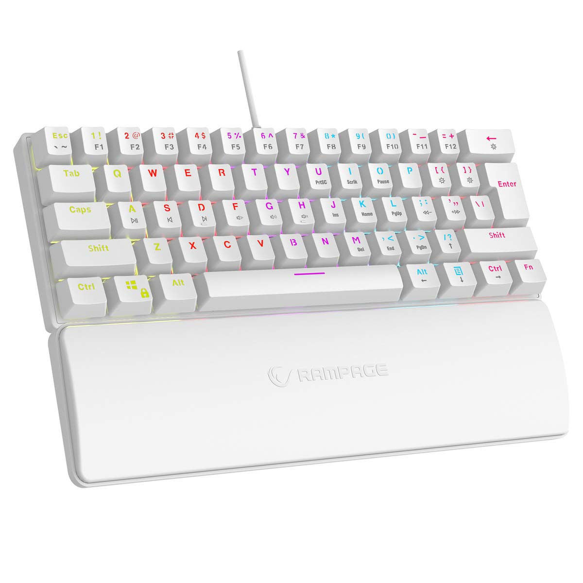 Klawiatura Rampage Mechaniczna PLOWER K60 WHITE Blue Switch RGB biała
