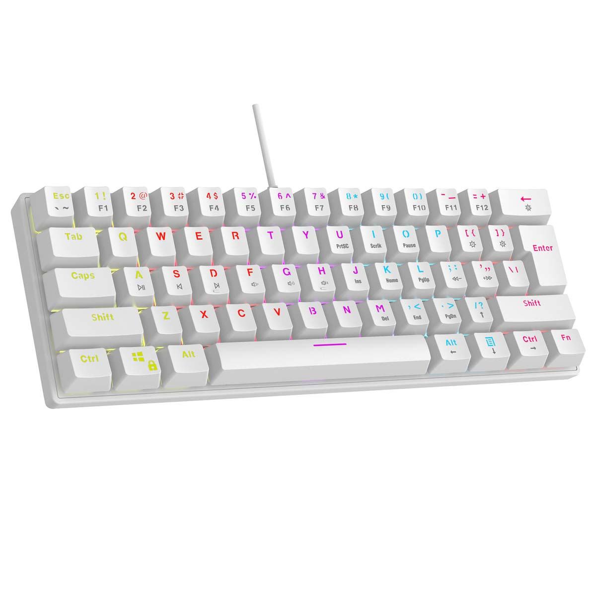 Klawiatura Rampage Mechaniczna PLOWER K60 WHITE Blue Switch RGB biała