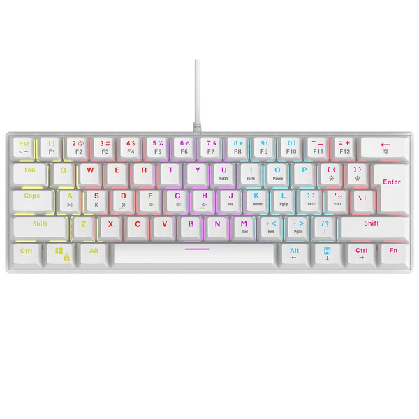 Zdjęcie produktu: Klawiatura Rampage Mechaniczna PLOWER K60 WHITE Blue Switch RGB biała