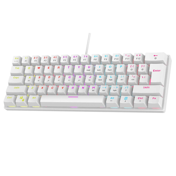 Zdjęcie produktu: Klawiatura Rampage Mechaniczna PLOWER K60 WHITE Blue Switch RGB biała